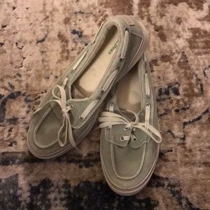 L.L.BEAN Light Blue Distresses Boat Shoes Size 9.5